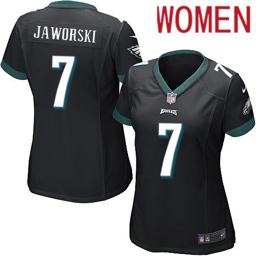 Women Philadelphia Eagles #7 Ron Jaworski Nike Black Game NFL Jersey->women nfl jersey->Women Jersey